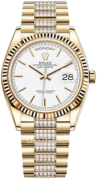 Rolex Day-Date 36 Biały/18 karatowe żółte złoto Ø36 mm 128238-0082