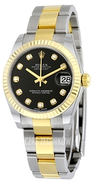 Rolex Datejust 31 Czarny/Stal Ø31 mm 178273-0045