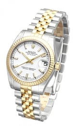 Rolex Datejust Midsize Biały/18 karatowe żółte złoto Ø31 mm 178273/5