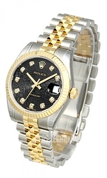 Rolex Datejust Midsize Czarny/18 karatowe żółte złoto Ø31 mm 178273/7