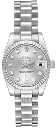 Rolex Lady Oyster Perpetual Srebrny/18 karatowe białe złoto Ø26 mm 179179