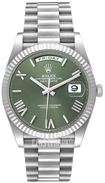 Rolex Day-Date 40 Zielony/18 karatowe białe złoto Ø40 mm 228239-0033