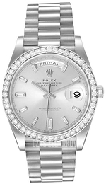 Rolex Day-Date 40 Srebrny/18 karatowe białe złoto Ø40 mm 228349RBR-0001