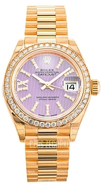 Rolex Lady-Datejust 28 Purpurowy/18 karatowe żółte złoto Ø28 mm 279138RBR-0010