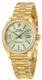 Rolex Lady-Datejust 28 Zielony/18 karatowe żółte złoto Ø28 mm 279138RBR-0003