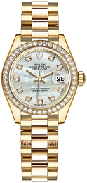 Rolex Lady-Datejust 28 Biały/18 karatowe żółte złoto Ø28 mm 279138RBR-0015