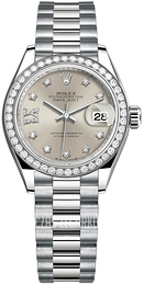 Rolex Lady-Datejust 28 Srebrny/18 karatowe białe złoto Ø28 mm 279139RBR-0003