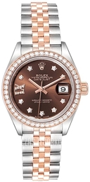 Rolex Lady-Datejust 28 Brązowy/18 karatowe różowe złoto Ø28 mm 279171-0003