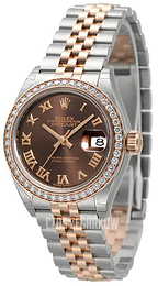 Rolex Lady-Datejust 28 Brązowy/18 karatowe różowe złoto Ø28 mm 279381RBR-0009