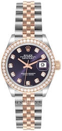 Rolex Lady-Datejust 28 Purpurowy/18 karatowe różowe złoto Ø28 mm 279381RBR-0015