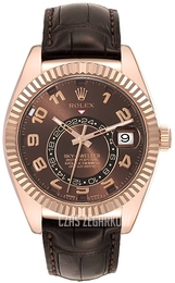 Rolex Sky-Dweller Brązowy/Skóra Ø42 mm 326135-0001