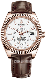 Rolex Sky-Dweller Biały/Skóra Ø42 mm 326135-0006
