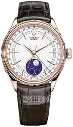 Rolex Cellini Moonphase Biały/Skóra Ø39 mm 50535-0002