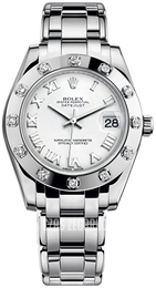 Rolex Pearlmaster 34 Biały/18 karatowe białe złoto Ø34 mm 81319-0008