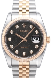 Rolex Datejust Gold/Steel Czarny/18 karatowe różowe złoto Ø36 mm 116231-0101