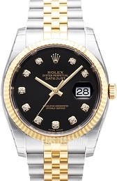 Rolex Datejust Gold/Steel Czarny/18 karatowe żółte złoto Ø36 mm 116233-0158