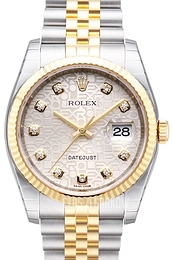 Rolex Datejust Gold/Steel Srebrny/18 karatowe żółte złoto Ø36 mm 116233-0156