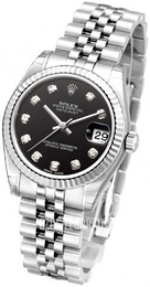 Rolex Datejust Lady 31 mm Czarny/Stal Ø31 mm 178274-0014