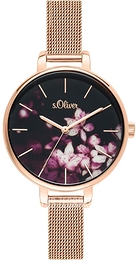 S.Oliver Other Czarny/Stal w kolorze różowego złota Ø36 mm SO-3592-MQ