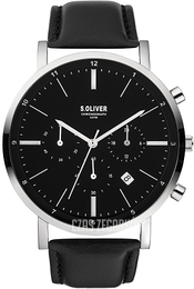 S.Oliver Other Czarny/Skóra Ø44 mm SO-3854-LC