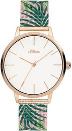 S.Oliver Classic Biały/Stal w kolorze różowego złota Ø36 mm SO-3980-MQ