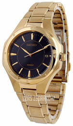 Seiko Czarny/Stal w odcieniu złota Ø37 mm SGEF66P1