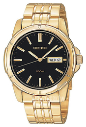 Seiko Czarny/Stal w kolorze różowego złota Ø39 mm SGG788