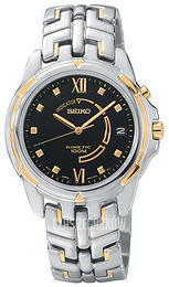 Seiko Czarny/Pozlacana SKA186