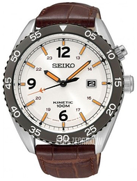 Seiko Kinetic Biały/Skóra Ø43 mm SKA619P1