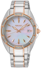 Seiko Biały/Stal w kolorze różowego złota Ø33 mm SKK878P1