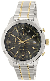 Seiko Chronograph Czarny/Stal w odcieniu złota Ø44 mm SKS425P1