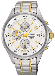 Seiko Chronograph Biały/Stal w odcieniu złota Ø43 mm SKS479P1