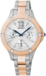 Seiko Biały/Stal w kolorze różowego złota Ø33 mm SKY670P1