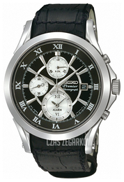 Seiko Premier Czarny/Skóra Ø43 mm SNAD29