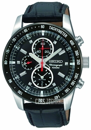 Seiko Chronograph Czarny/Skóra Ø42 mm SNAE35