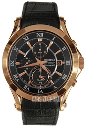 Seiko Premier Czarny/Skóra Ø41 mm SNAF24P1