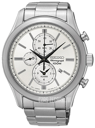Seiko Chronograph Biały/Stal Ø45 mm SNAF63P1