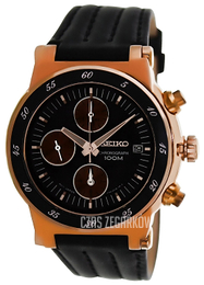 Seiko Chronograph Czarny/Skóra Ø36 mm SND878