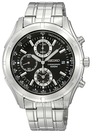 Seiko Chronograph Czarny/Stal Ø45 mm SNDC37P1