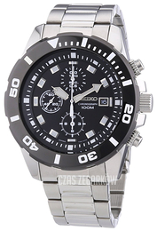 Seiko Chronograph Czarny/Stal Ø45 mm SNDD99P1