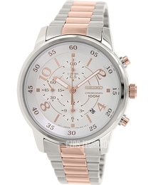 Seiko Chronograph Srebrny/Stal w kolorze różowego złota Ø40 mm SNDW86