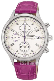Seiko Chronograph Biały/Skóra Ø37 mm SNDX05