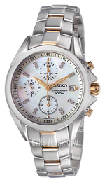 Seiko Chronograph Biały/Stal w odcieniu złota Ø36 mm SNDY33P1