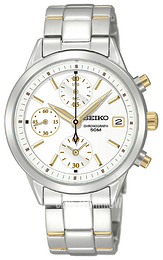 Seiko Chronograph Biały/Stal w odcieniu złota Ø34 mm SNDY41P1
