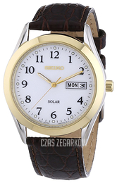 Seiko Solar Biały/Skóra Ø37 mm SNE056P9