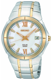 Seiko Dress Biały/Stal w odcieniu złota Ø39.5 mm SNE088