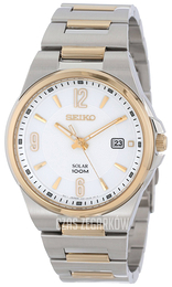 Seiko Dress Biały/Stal w odcieniu złota Ø42 mm SNE210