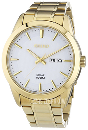 Seiko Dress Biały/Stal w odcieniu złota Ø43 mm SNE366
