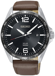 Seiko Solar Czarny/Skóra Ø43 mm SNE487P1