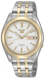 Seiko 5 Biały/Stal w odcieniu złota Ø38 mm SNKG98K1
